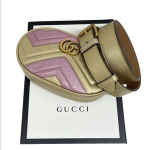 Gucci GG Marmont Gold Fanny Pack Waist Belt Bag